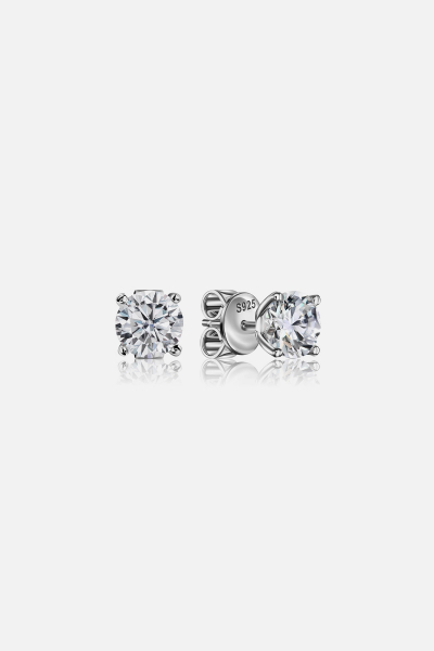 Серьги классические лапки белое