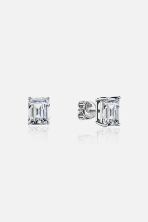 Серьги классические прямоугольные белые со ступенчатой огранкой