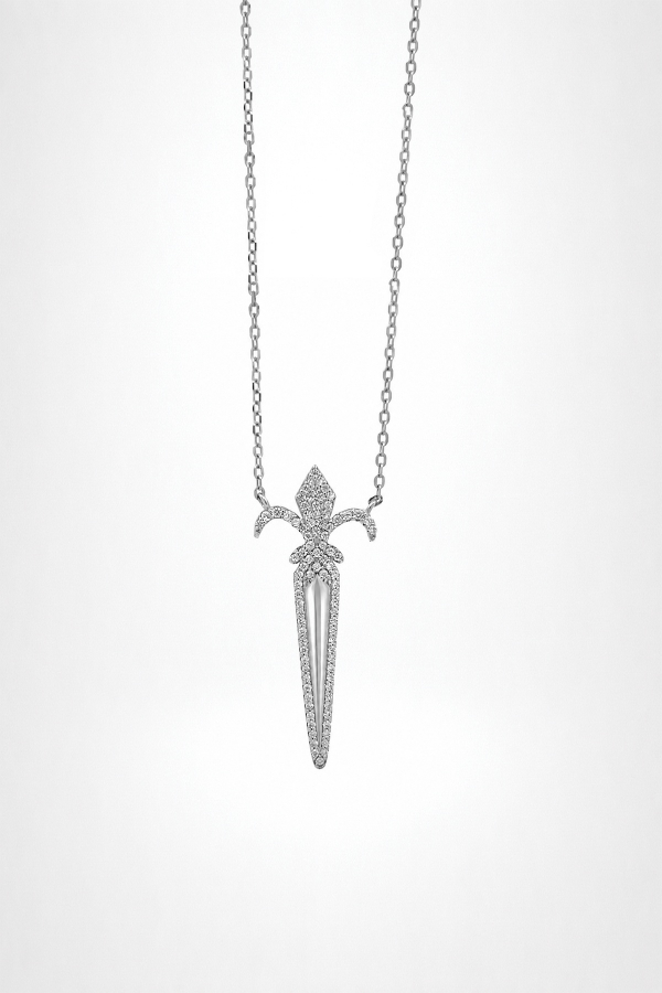 Колье круглый меч белое