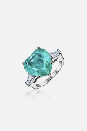 Серебряное кольцо 925 пробы сердце параиба