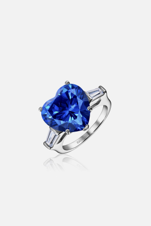 Серебряное кольцо 925 пробы сердце синее