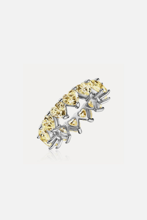 Кольцо 2435 дорожка желтые сердца из серебра 925 пробы с фианитами