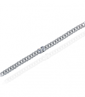 Серебряный браслет-цепь 925 пробы с фианитом прямоугольным