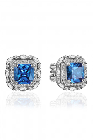 Серьги-пусеты 1456 из серебра 925 пробы с фианитами