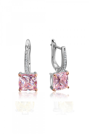 Серьги розовые caramel из серебра 925 пробы с фианитами