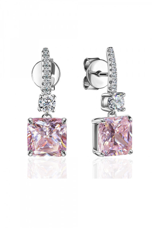 Серьги LEOSE белые из серебра 925 пробы с фианитами розовые