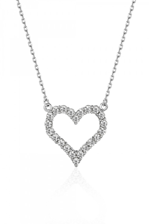 Серебряное колье 925 пробы сердце в инкрустации