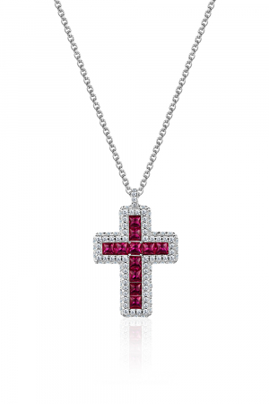 Крест с красными фианитами