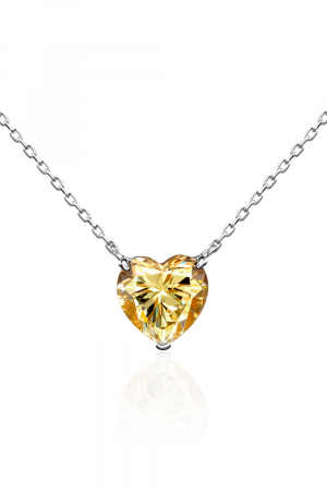 Серебряное колье 925 пробы сердце желтое с фианитами
