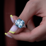 Серебряное кольцо 925 пробы квадрат голубой с фианитами