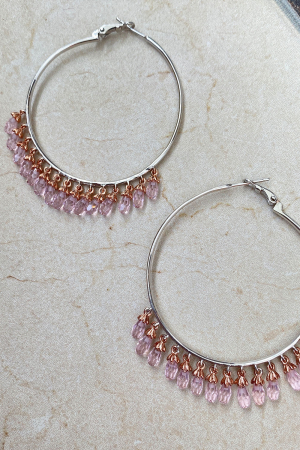Серьги КОНГО хупсы с КАПЛЯМИ розовые