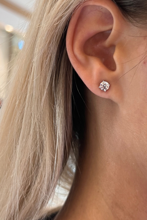 СЕРЬГИ ГВОЗДИКИ КРУГЛЫЕ 5,0 ММ-БЕЛЫЕ