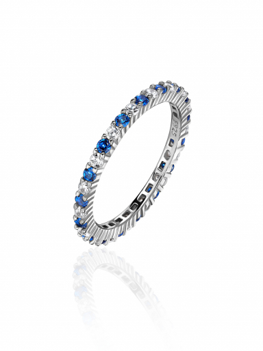 Кольцо-дорожка с синими камнями