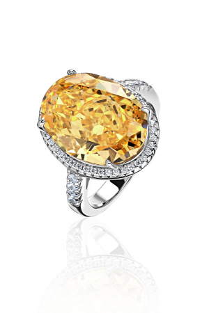 Кольцо с овальным желтым камнем