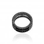 Кольцо дорожка с черными багетами из серебра 925 пробы с фианитами