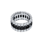 Кольцо дорожка черная из серебра 925 пробы с фианитами