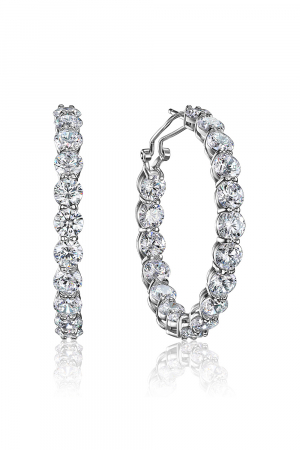 Серьги конго 4 см из серебра 925 пробы с фианитами