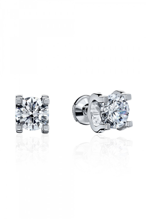 Серьги-пусеты гвоздик 6 mm из серебра 925 пробы с фианитами