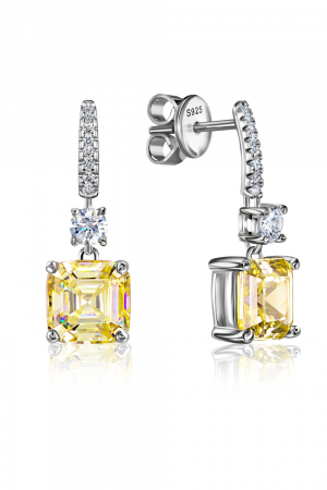 Серьги LEOSE желтые из серебра 925 пробы с фианитами