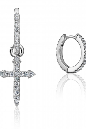 Серебряные серьги 925 пробы с  крестом 